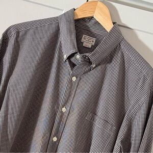 J Crew Men's Classic Brown & White Gingham Check Button Down Shirt EUC - Sz XL